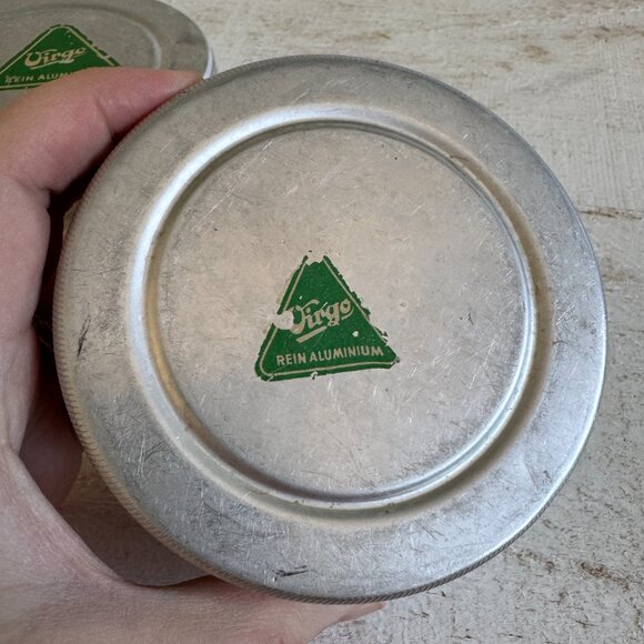 Vintage Set of Two Virgo Aluminium Travel Tins with Glass Inserts - Picture 3 of 11